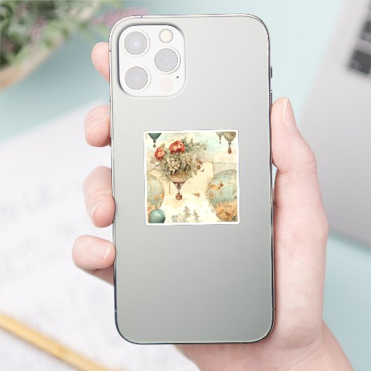  heteluchtballon in een sereen landschap (3) sticker (Telefoon)