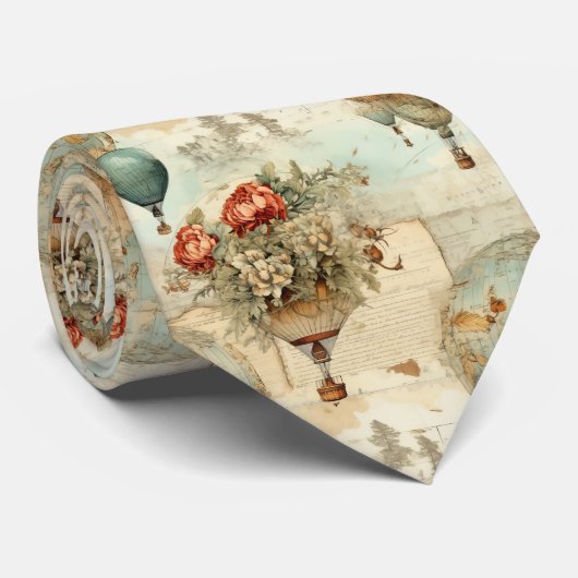 heteluchtballon in een sereen landschap (3) stropdas (Opgerold)