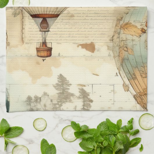  heteluchtballon in een sereen landschap (3) theedoek (Gevouwen)