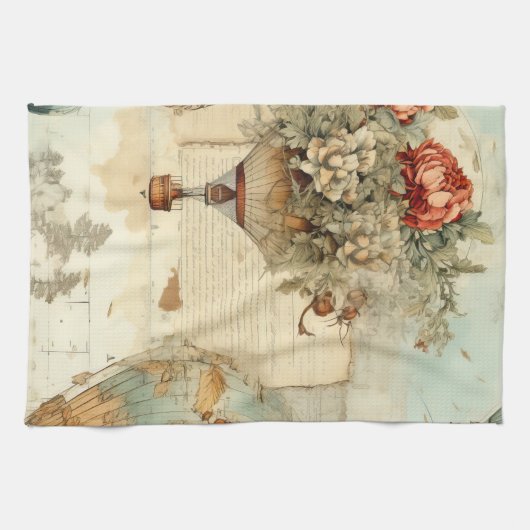 heteluchtballon in een sereen landschap (3) theedoek (Horizontaal)