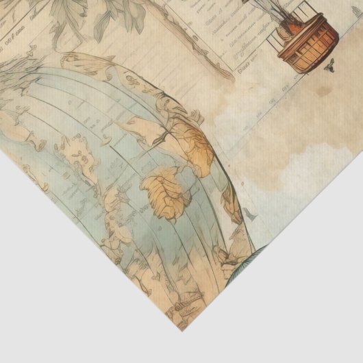 heteluchtballon in een sereen landschap (3) tissuepapier (Detail)