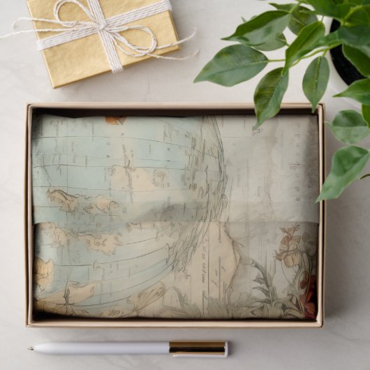 heteluchtballon in een sereen landschap (3) tissuepapier (Geschenk)