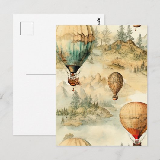  heteluchtballon in een sereen landschap (4) briefkaart (Voorkant / Achterkant)