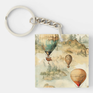 heteluchtballon in een sereen landschap (4) sleutelhanger