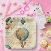  heteluchtballon in een sereen landschap (5) papieren bordje (Feest)