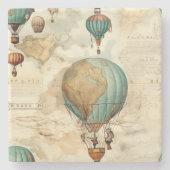  heteluchtballon in een sereen landschap (5) stenen onderzetter (Voorkant)