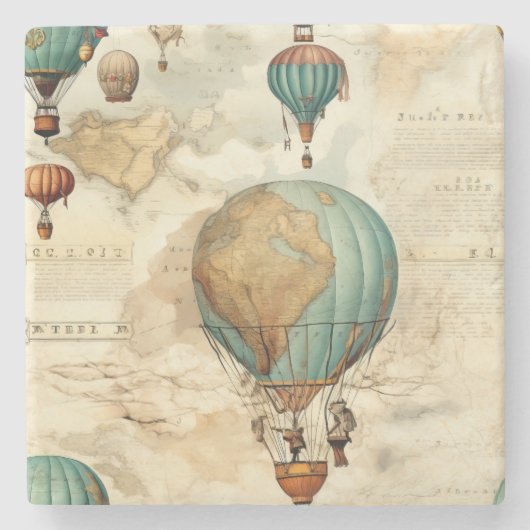  heteluchtballon in een sereen landschap (5) stenen onderzetter (Voorkant)