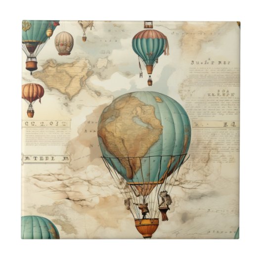 heteluchtballon in een sereen landschap (5) tegeltje (Voorkant)