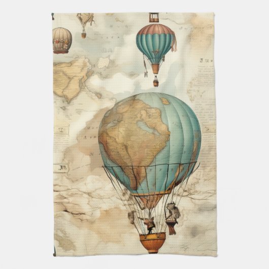 heteluchtballon in een sereen landschap (5) theedoek (Verticaal)