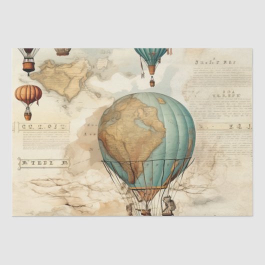  heteluchtballon in een sereen landschap (5) tissuepapier (Voorkant)