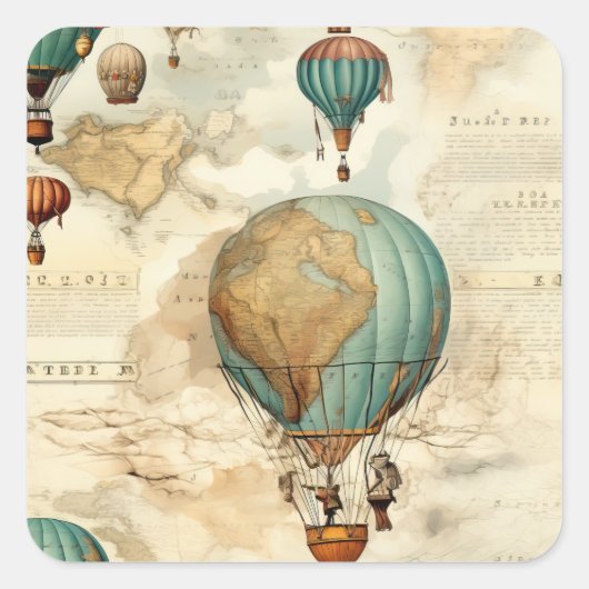  heteluchtballon in een sereen landschap (5) vierkante sticker (Voorkant)
