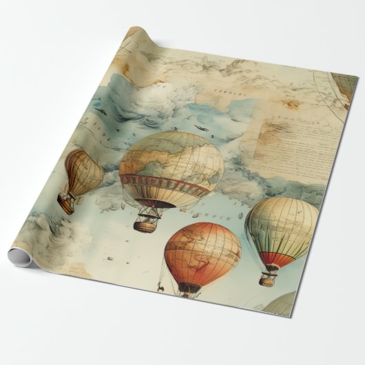 heteluchtballon in een sereen landschap (6) cadeaupapier (Uitgerold)