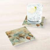  heteluchtballon in een sereen landschap (6) glazen onderzetter (Schuin)