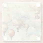  heteluchtballon in een sereen landschap (6) glazen onderzetter (Achterkant)