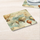  heteluchtballon in een sereen landschap (6) kartonnen onderzetters (Schuin)