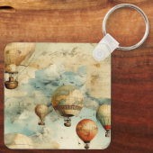heteluchtballon in een sereen landschap (6) sleutelhanger (Achterkant)