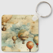 heteluchtballon in een sereen landschap (6) sleutelhanger (Achterkant)