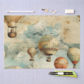 heteluchtballon in een sereen landschap (6) tissuepapier (Craft)