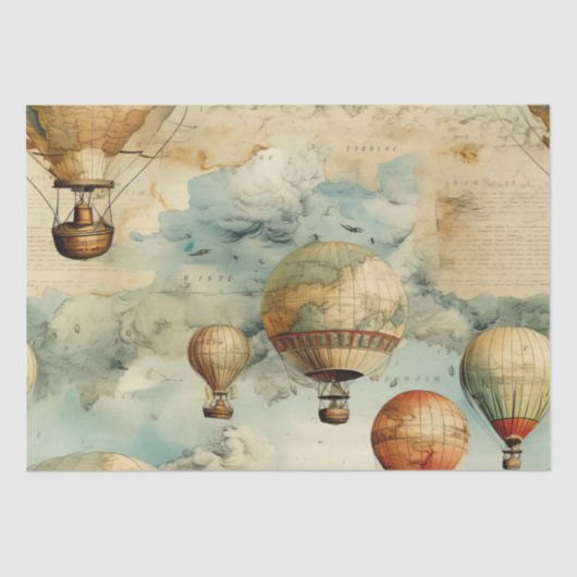 heteluchtballon in een sereen landschap (6) tissuepapier (Voorkant)