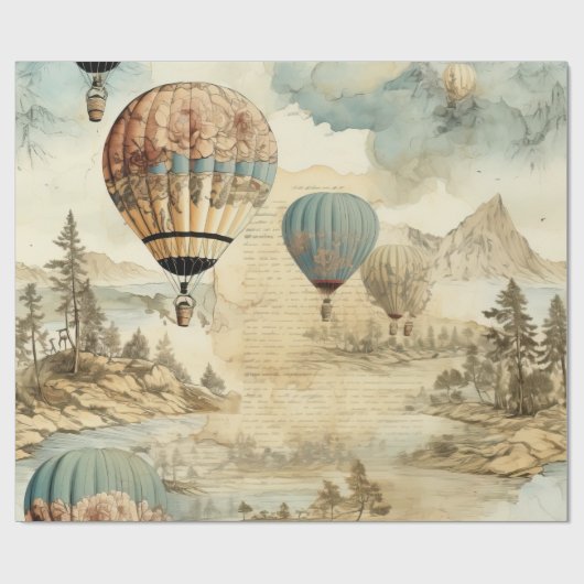  heteluchtballon in een sereen landschap (7) cadeaupapier (Vlak)