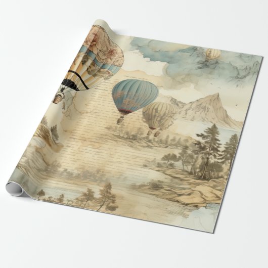  heteluchtballon in een sereen landschap (7) cadeaupapier (Uitgerold)