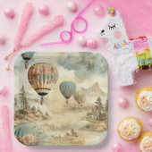 heteluchtballon in een sereen landschap (7) papieren bordje (Feest)