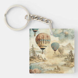 heteluchtballon in een sereen landschap (7) sleutelhanger
