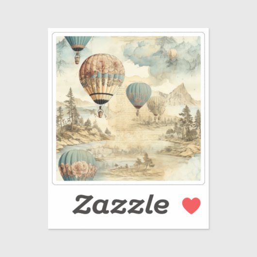  heteluchtballon in een sereen landschap (7) sticker (Vel)