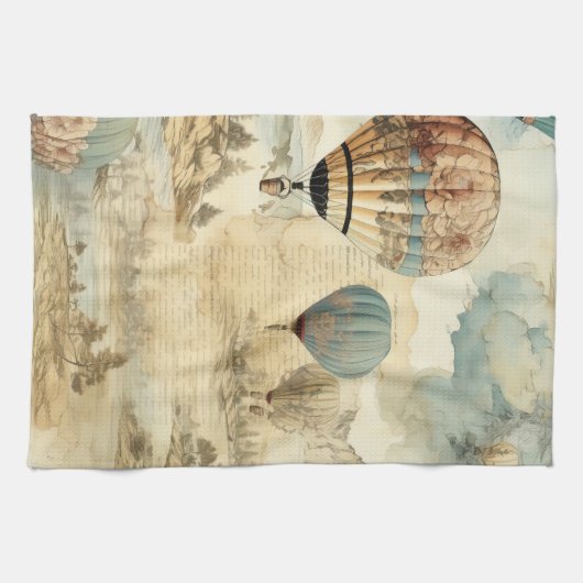  heteluchtballon in een sereen landschap (7) theedoek (Horizontaal)