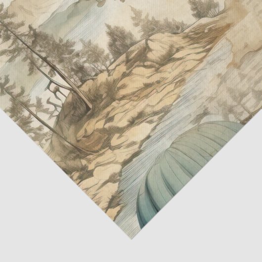 heteluchtballon in een sereen landschap (7) tissuepapier (Detail)