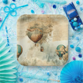  heteluchtballon in een sereen landschap (8) papieren bordje (Feest)