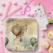  heteluchtballon in een sereen landschap (8) papieren bordje (Feest)