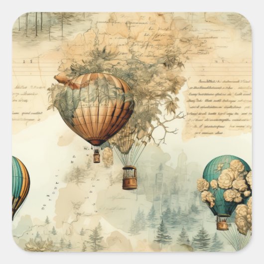  heteluchtballon in een sereen landschap (8) vierkante sticker (Voorkant)
