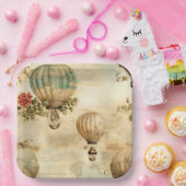 heteluchtballon in een sereen landschap (9) papieren bordje (Feest)