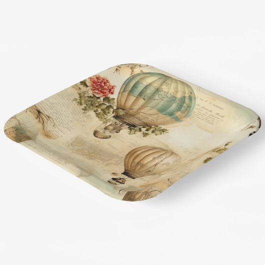  heteluchtballon in een sereen landschap (9) papieren bordje (Gebogen)