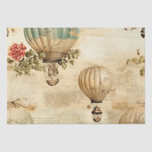 heteluchtballon in een sereen landschap (9) tissuepapier (Voorkant)