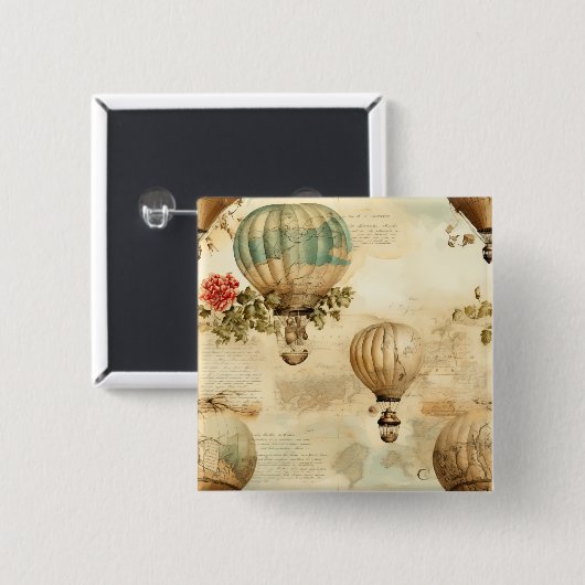 heteluchtballon in een sereen landschap (9) vierkante button 5,1 cm (Voorkant /achterkant)