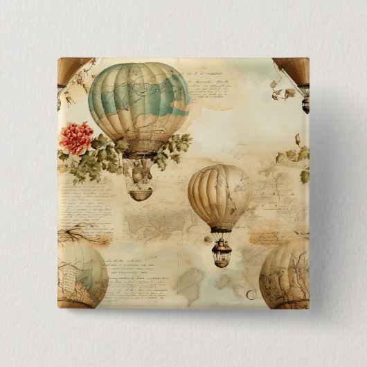 heteluchtballon in een sereen landschap (9) vierkante button 5,1 cm (Voorkant)