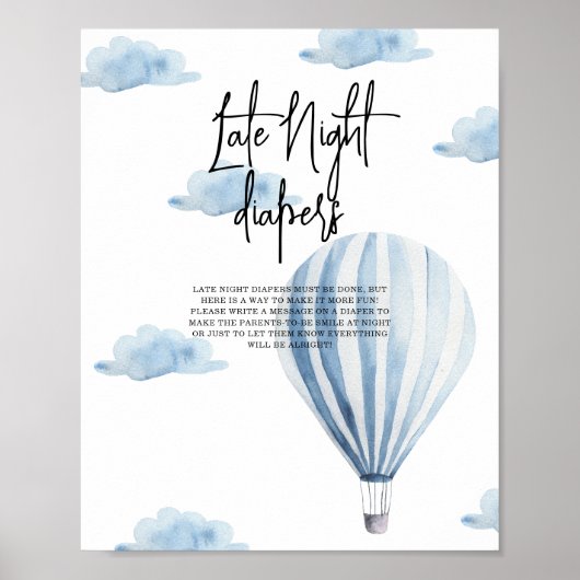 Heteluchtballon - Late Night luiers Poster (Voorkant)