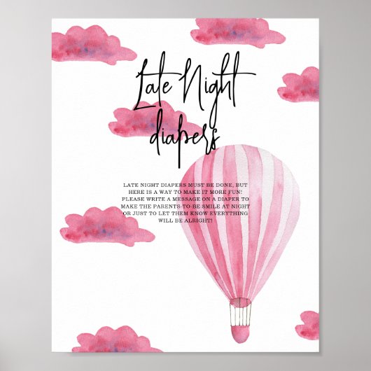 Heteluchtballon - Late Night luiers Poster (Voorkant)