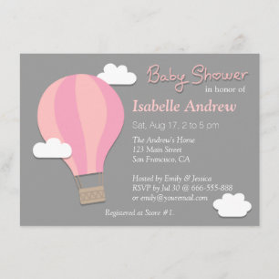 Heteluchtballon, Meisje Baby Shower Feest, Grijs Kaart