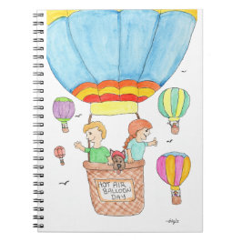 Heteluchtballon met hond en kinderen notitieboek