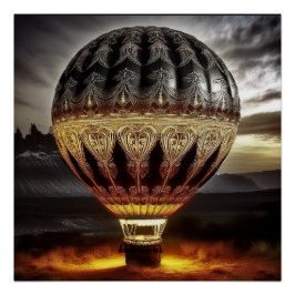 Heteluchtballon Met Ingewikkelde Barokke Ontwerp Perfect Poster