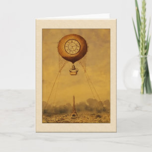  heteluchtballon met klok Groeten Kaart