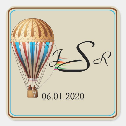  heteluchtballon monogram Sticker (Voorkant)