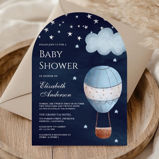  heteluchtballon Navy Blue Arch Baby shower Kaart