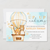 Heteluchtballon Op Op En Weg Jongens Baby Shower Kaart (Voorkant)