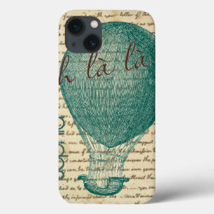 Heteluchtballon op vintage handschrift Oh La La! iPhone 13 Hoesje