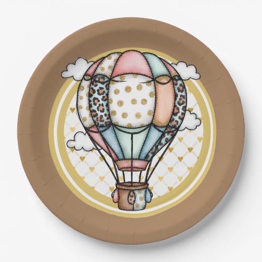 Heteluchtballon papieren bordje (Voorkant)