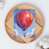 Heteluchtballon | Rode Aquarel Schildering Briefkaart